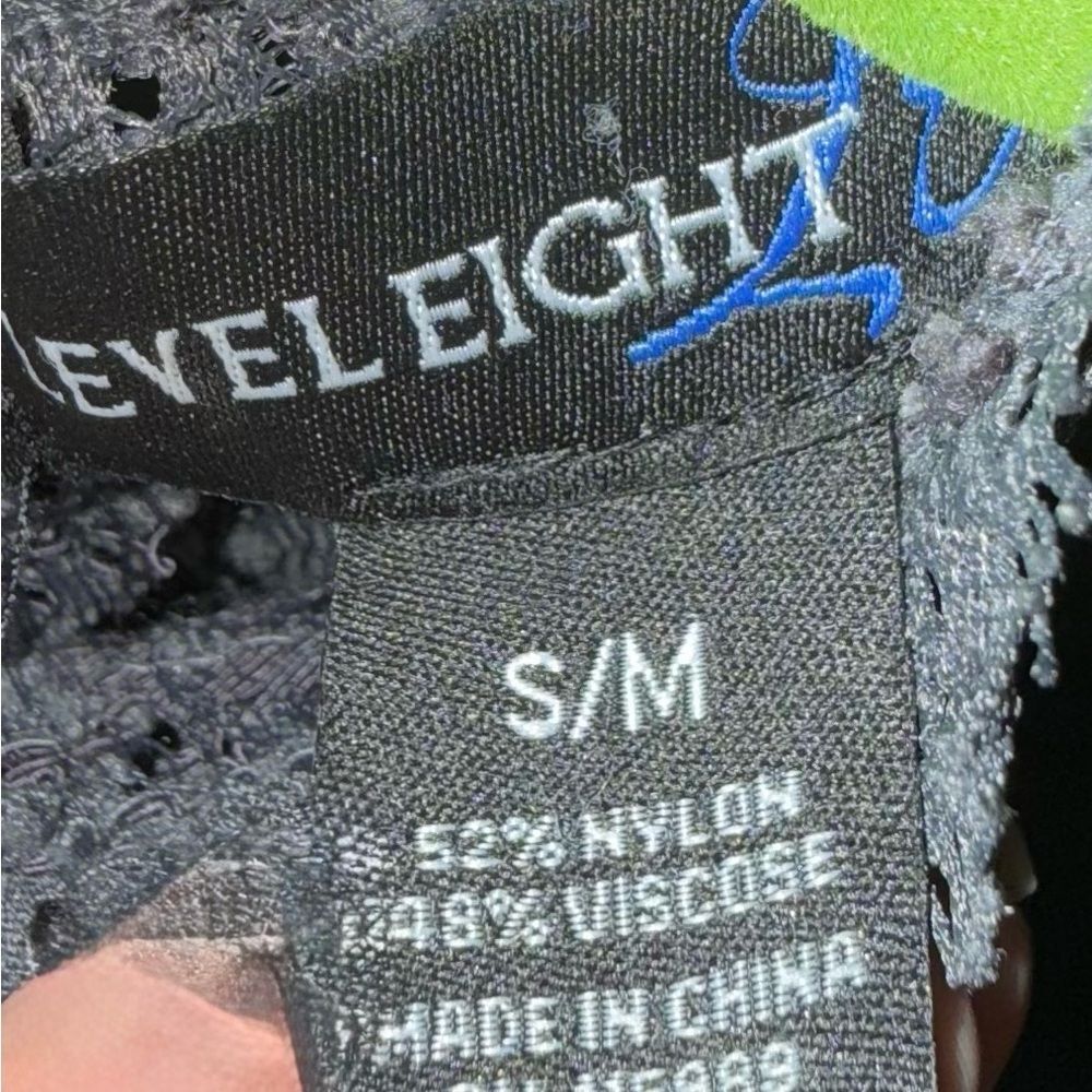 Level Eight Sheer Lace Boxy Short Sleeve Blouse | Gray S/M - Picture 4 of 5